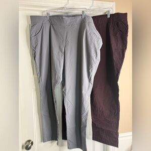 Women’s Columbia Straight-Leg Casual Pants in Gray and Dark Brown, 3X